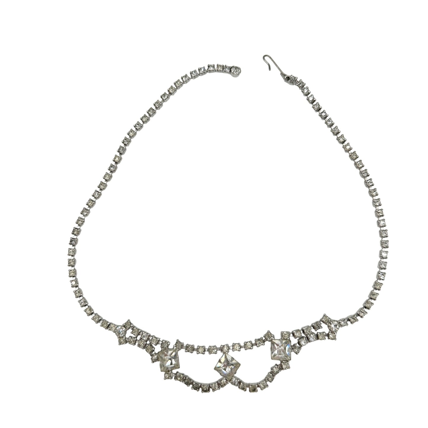vintage clear rhinestones Choker Necklace costume jewelry