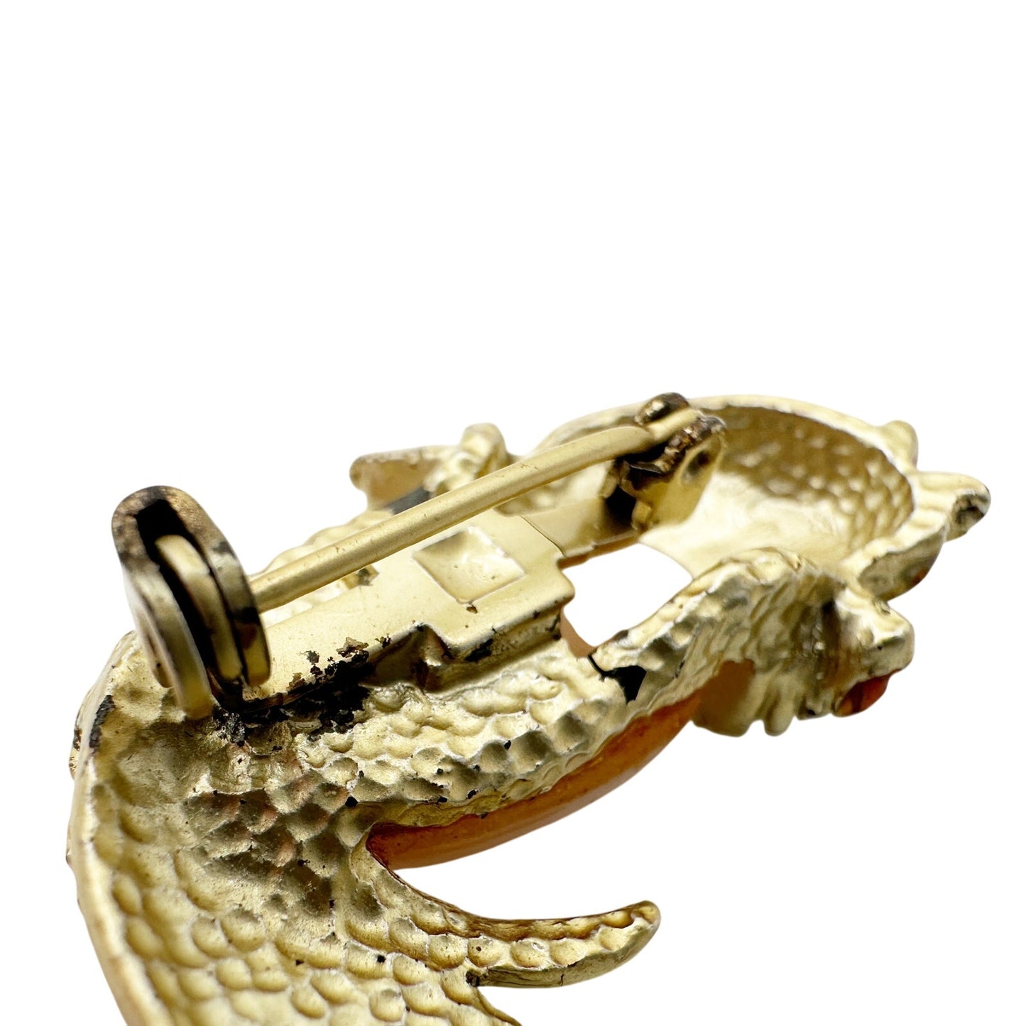 vintage gold & pink fish BROOCH fantail goldfish jewelry pin