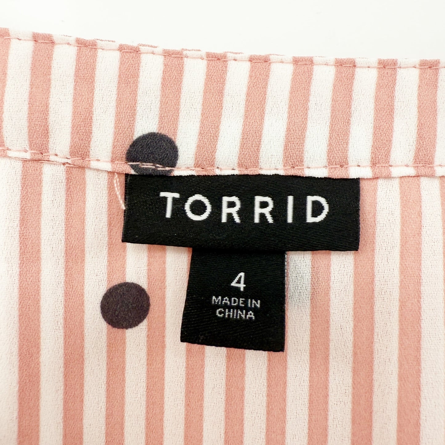pink gray white stripes & polka dots Top work blouse women's 26 Torrid size 4