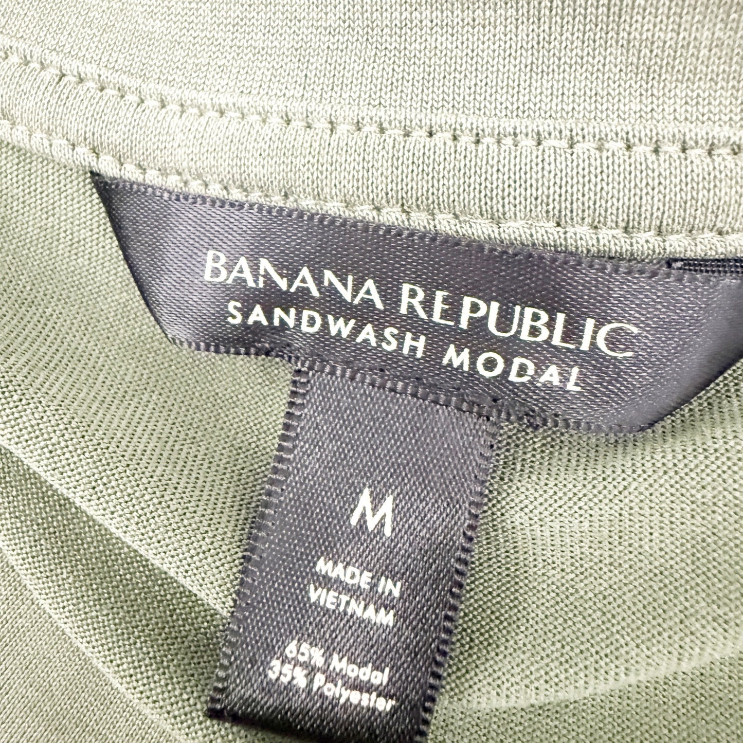 Banana Republic olive green Top women's MEDIUM sandwash modal twist knot hem