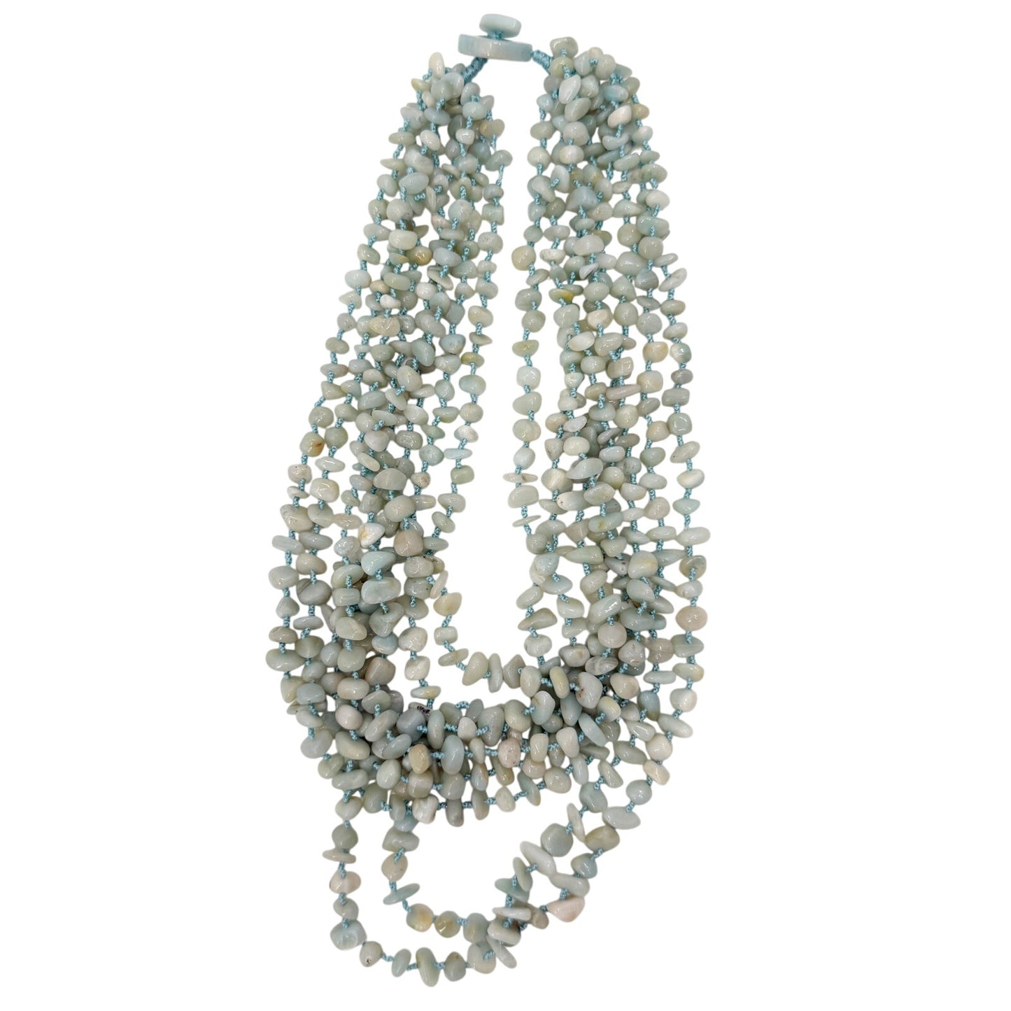 vintage pale blue stone multi-strand Necklace statement jewelry toggle closure