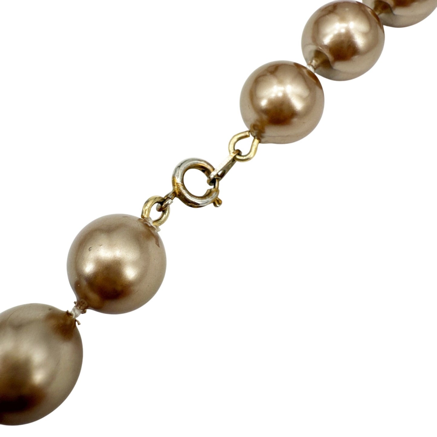 vintage long strand light bronze beads Beaded Necklace costume jewelry