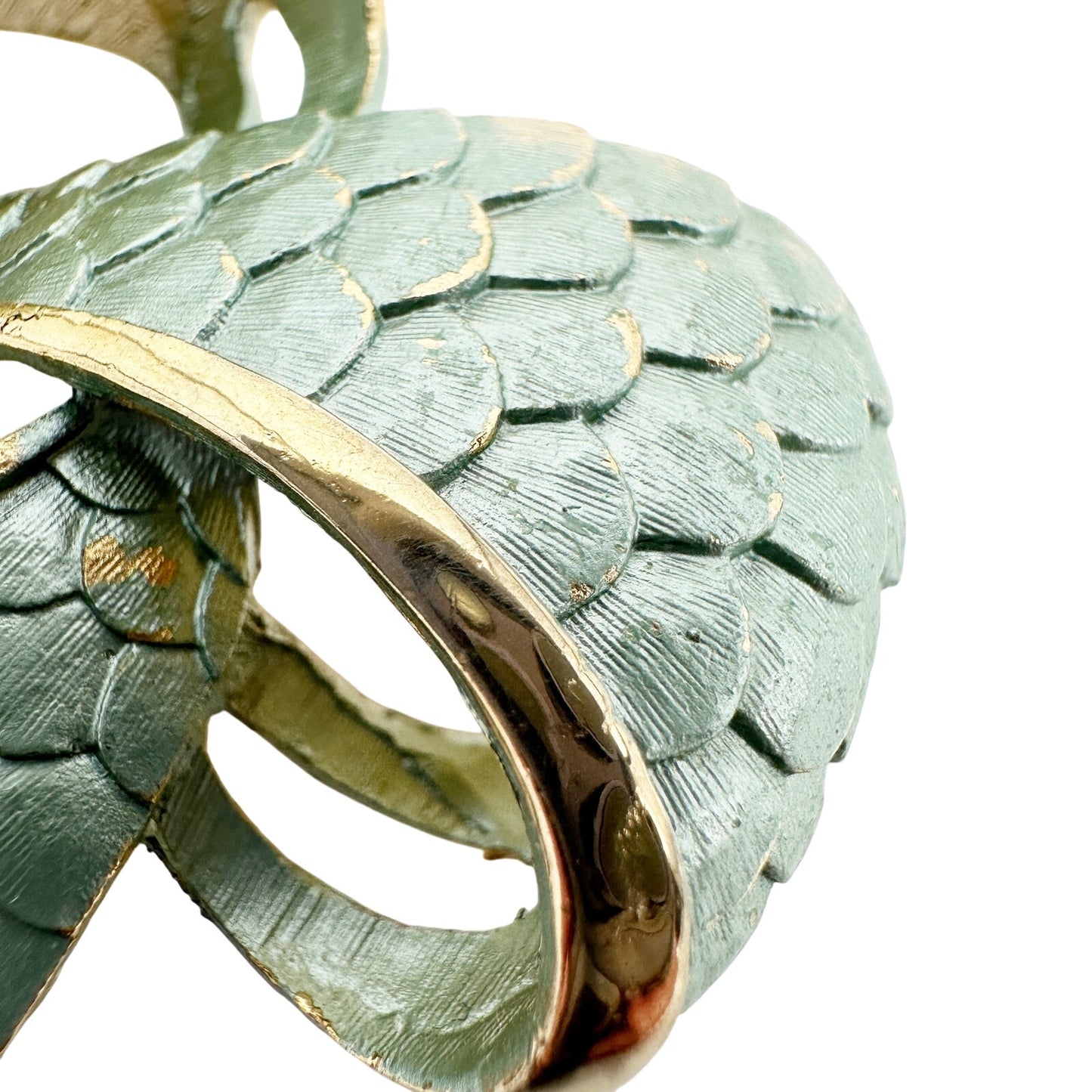 vintage gold & pale turquoise twisted knot BROOCH jewelry pin