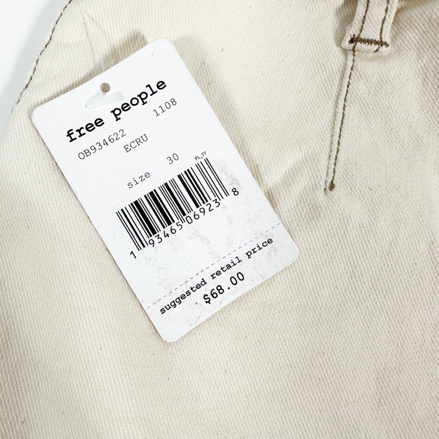 We The Free People ecru high rise Bridgette denim SHORTS size 30 new $68