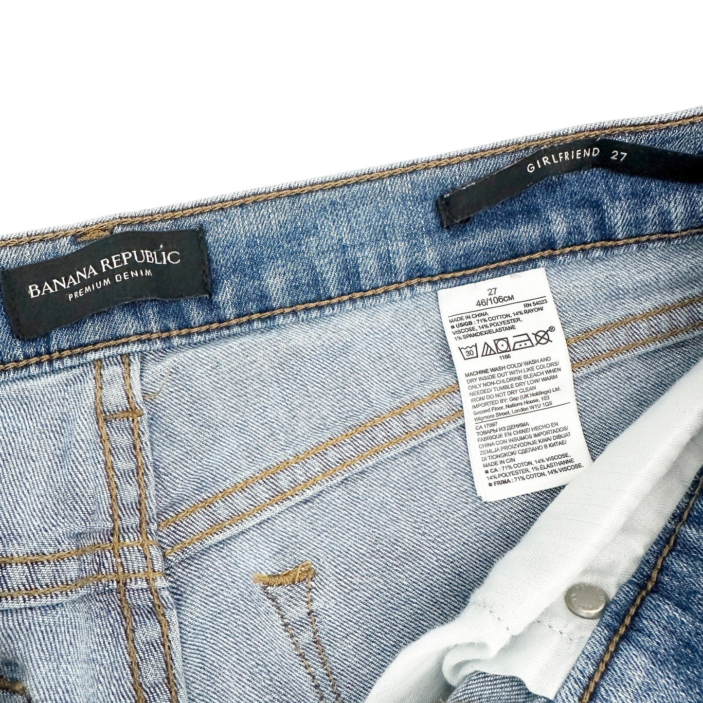 Banana Republic light wash blue denim Girlfriend Jeans women's size 27 small