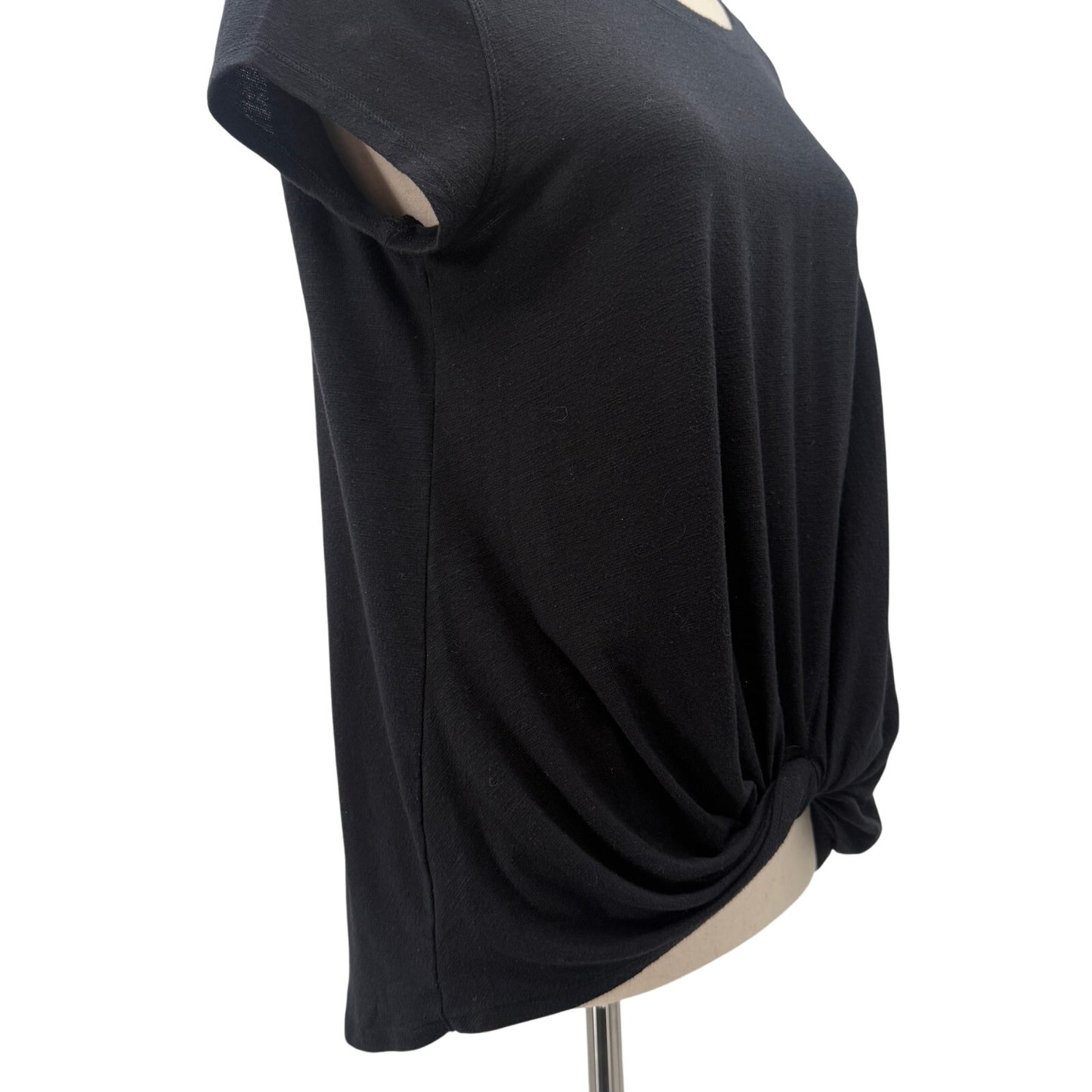 Zella black Top women's SMALL twist knot hem casual shirt