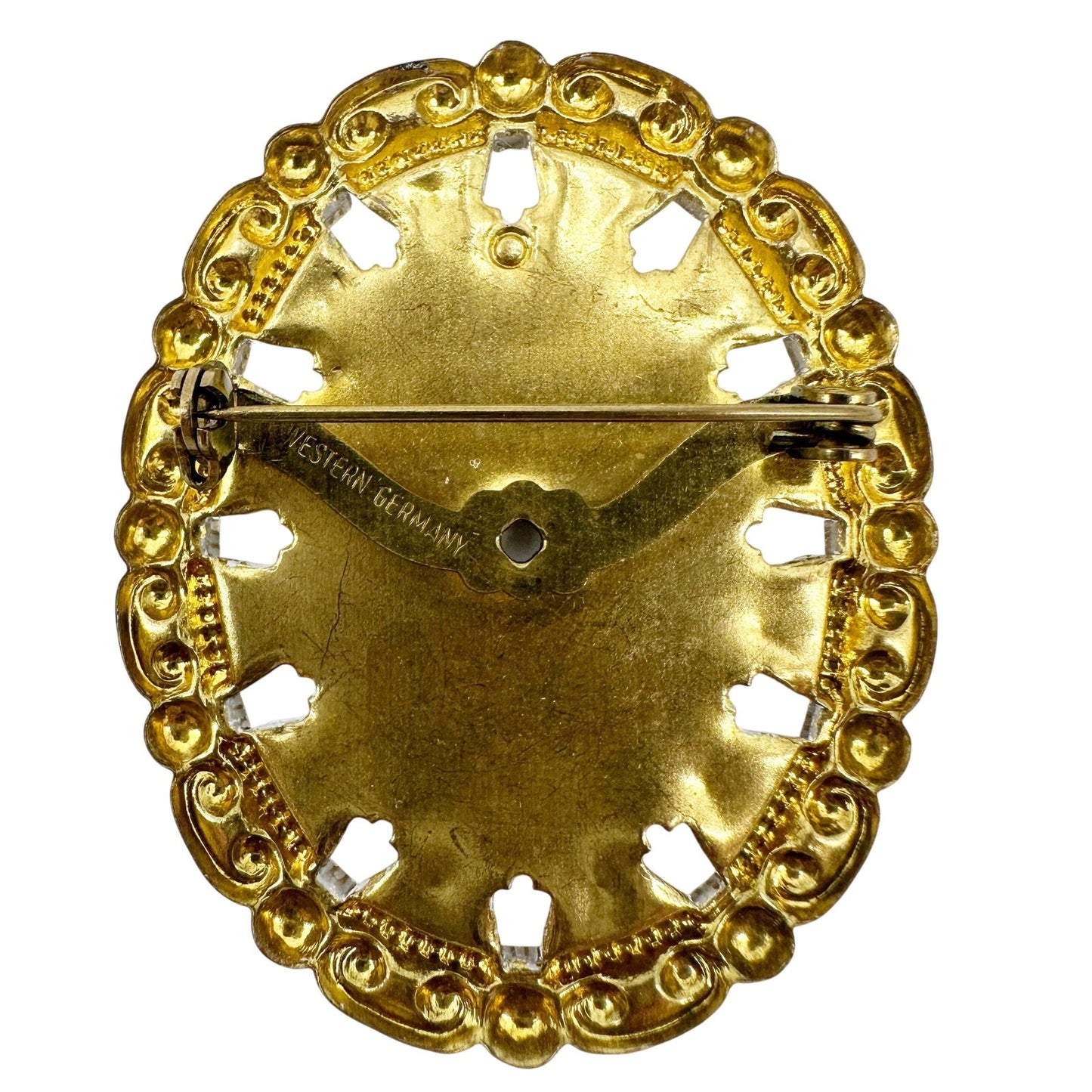 vintage oval white Western Germany flower bunch BROOCH floral jewelry pin