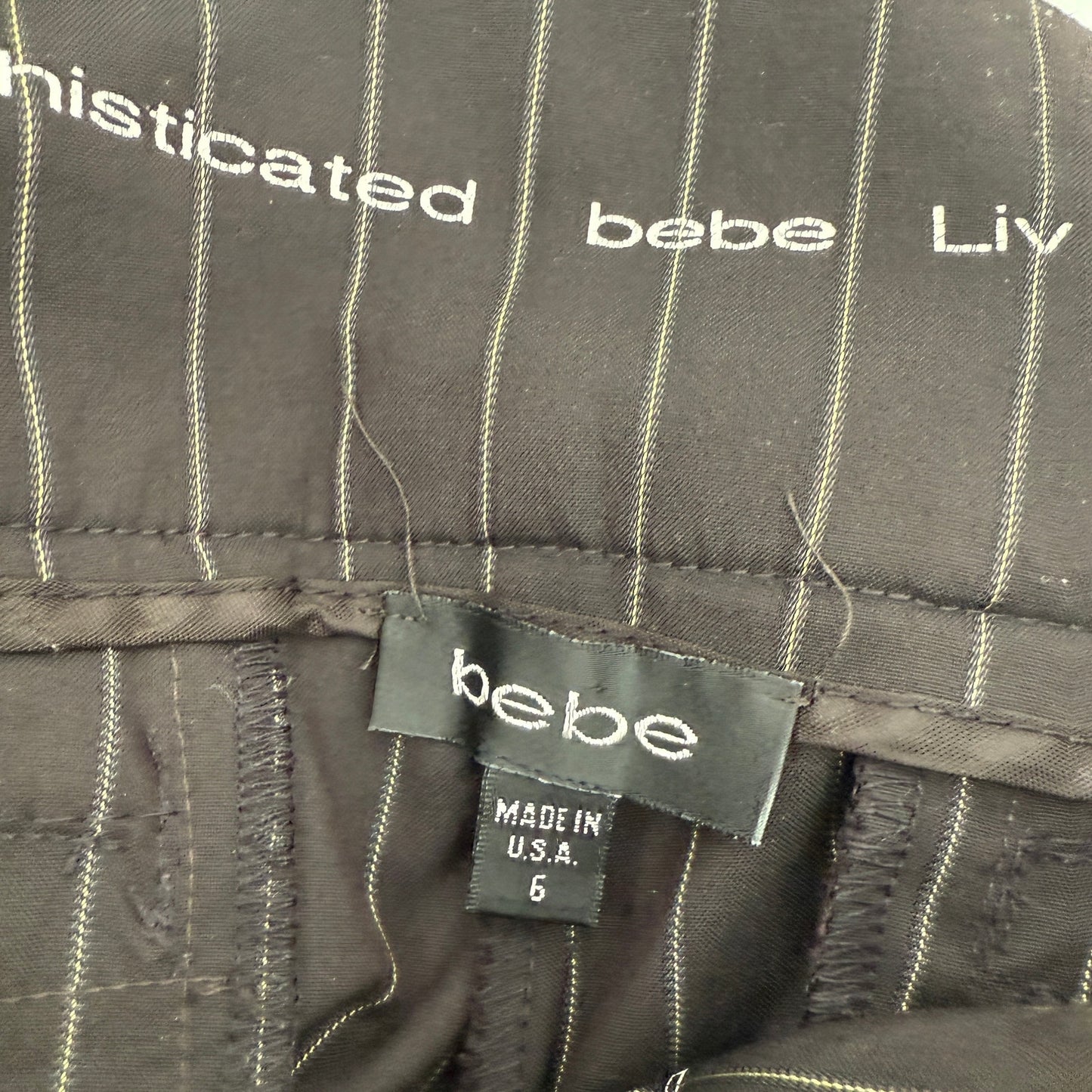 bebe brown with gold pinstripe Trouser Dress office Pants women's size 6 small