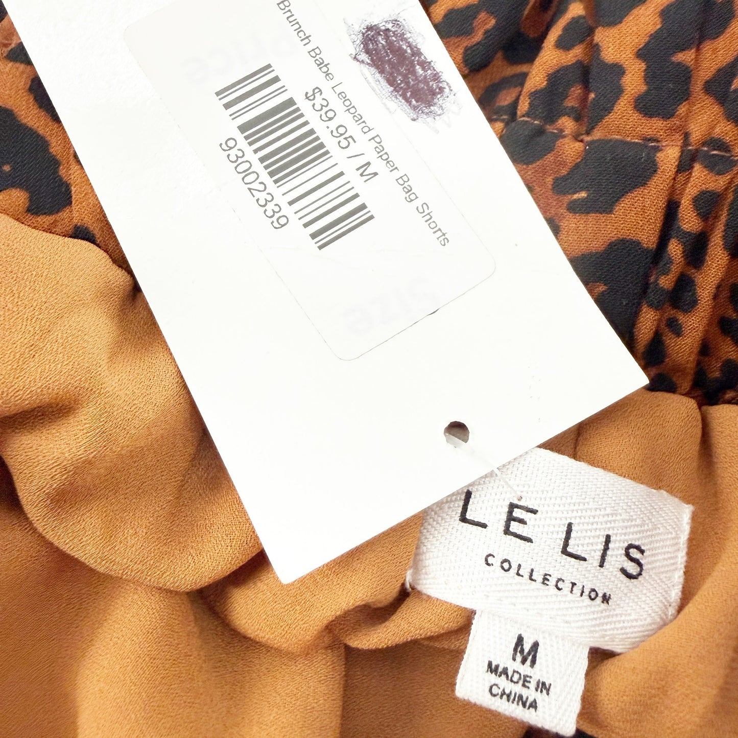 Le Lis Brunch Babe black brown Leopard Paper Bag Shorts women's MED festival NEW