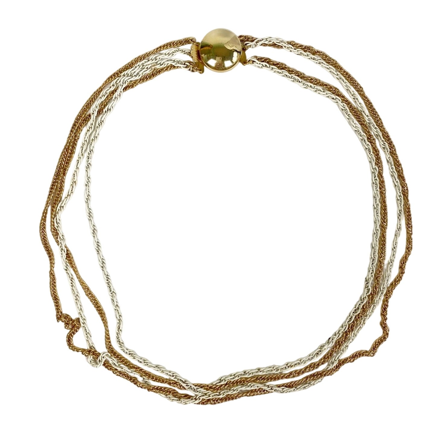 vintage gold & white 18" chain multi-strand NECKLACE costume jewelry