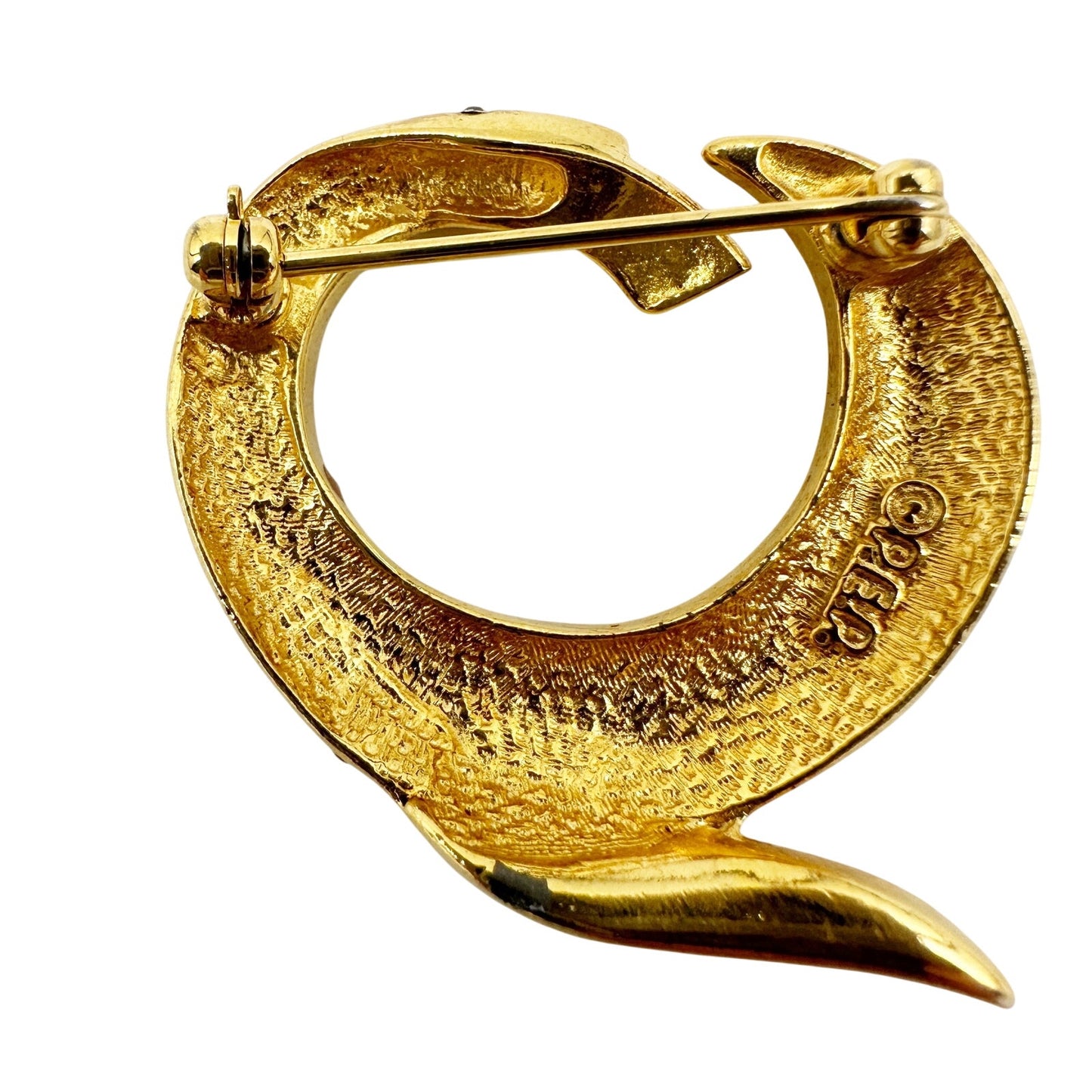vintage Erwin Pearl PEP black & gold snake BROOCH jewelry pin *needs repair*