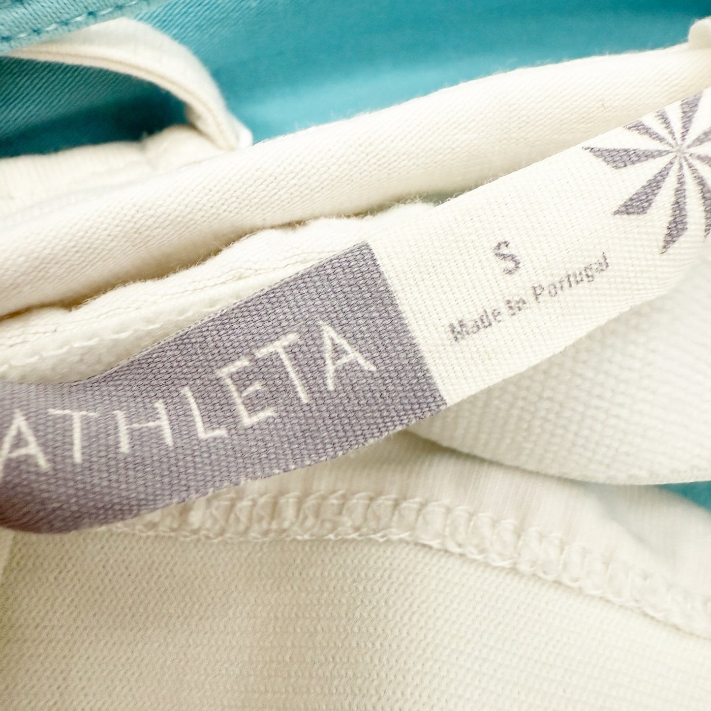 Athleta light blue & white Tank Top adjustable criss cross straps women's SMALL