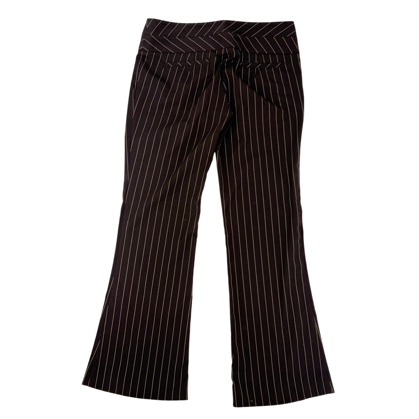 bebe brown with gold pinstripe Trouser Dress office Pants women's size 6 small