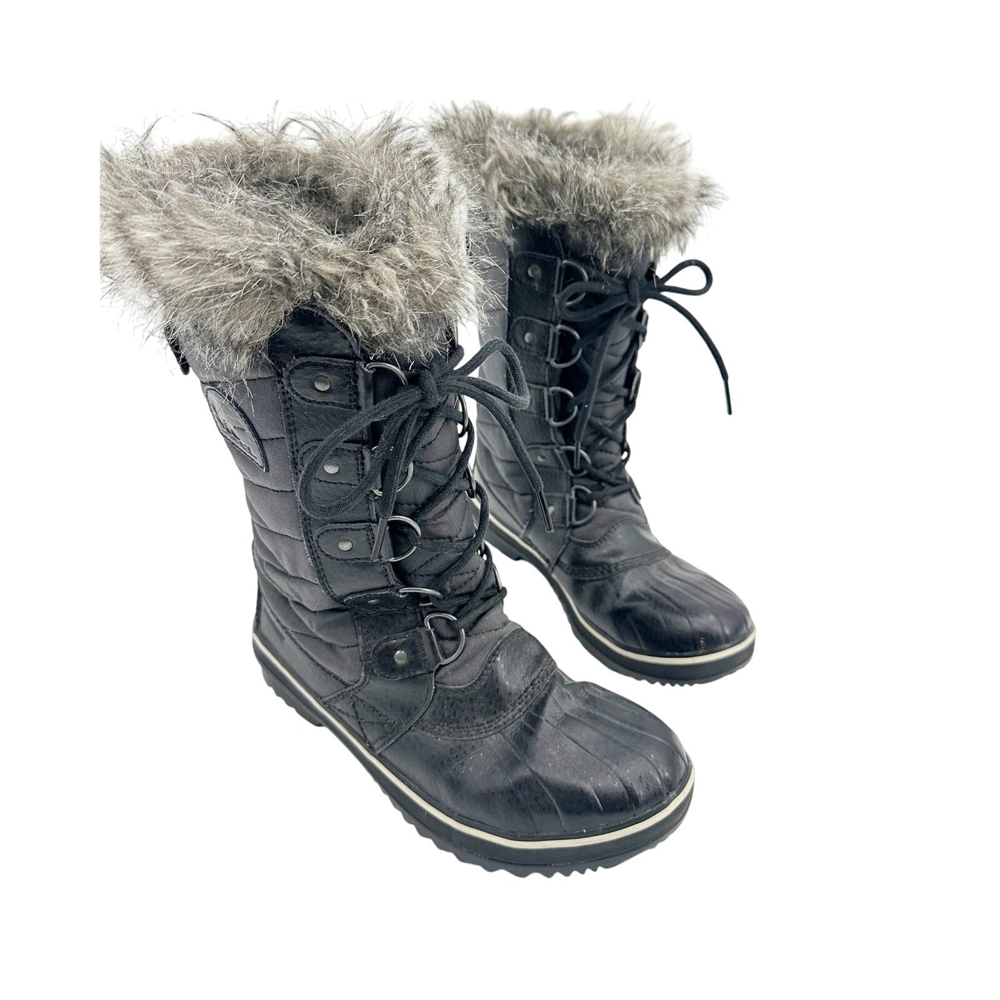 Sorel Tofino black Winter mid-calf Boots women's 7 waterproof faux fur
