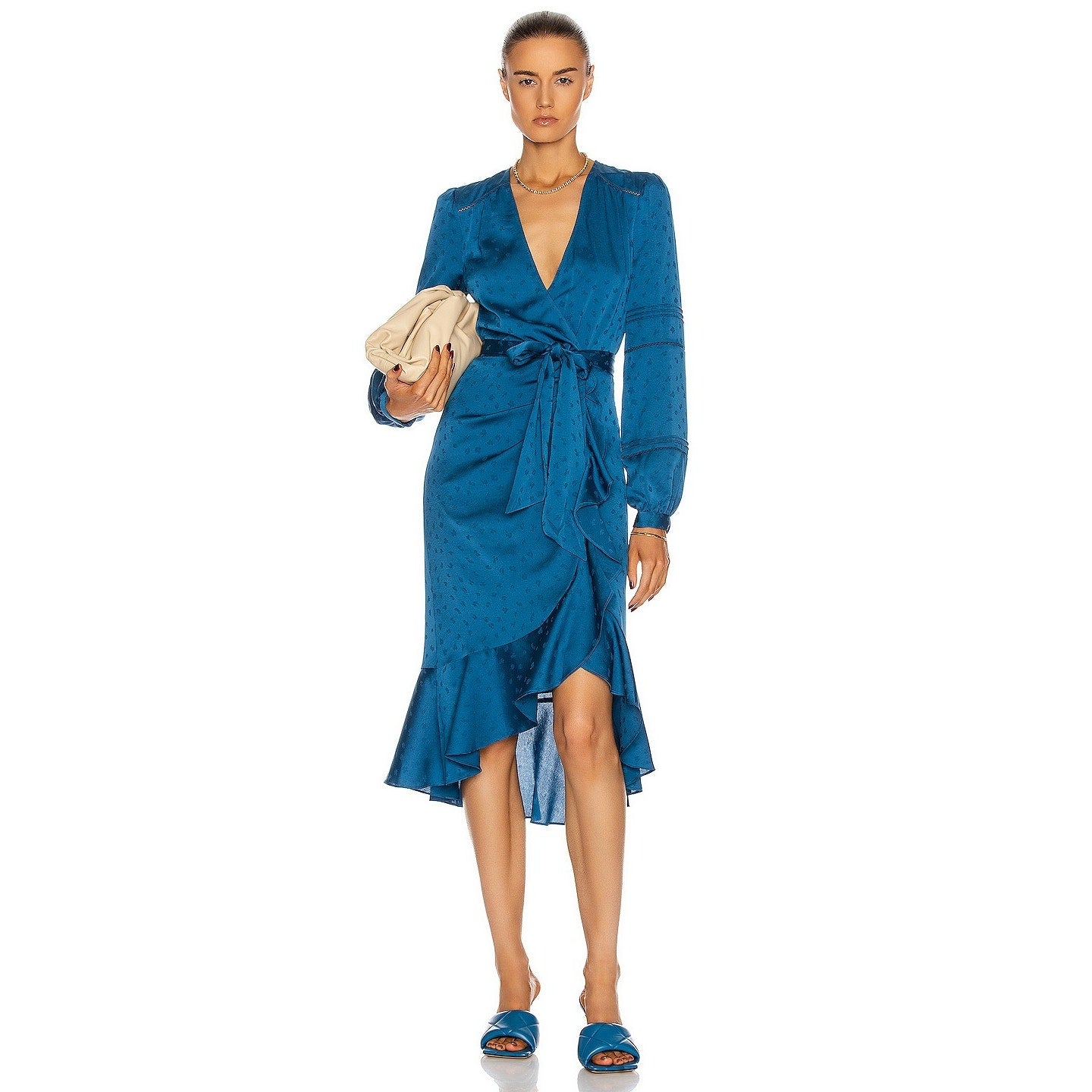 Veronica Beard blue cerulean Miriam Dress women's 10 medium NWT $550 ruffle hem