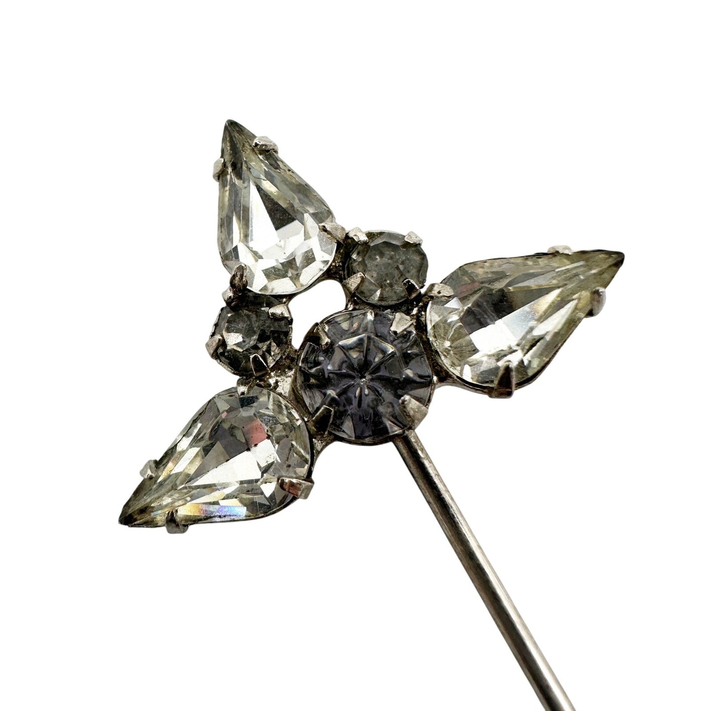 vintage rhinestones 2.5" long jewelry PIN screw-on hat collar lapel Stick Pin