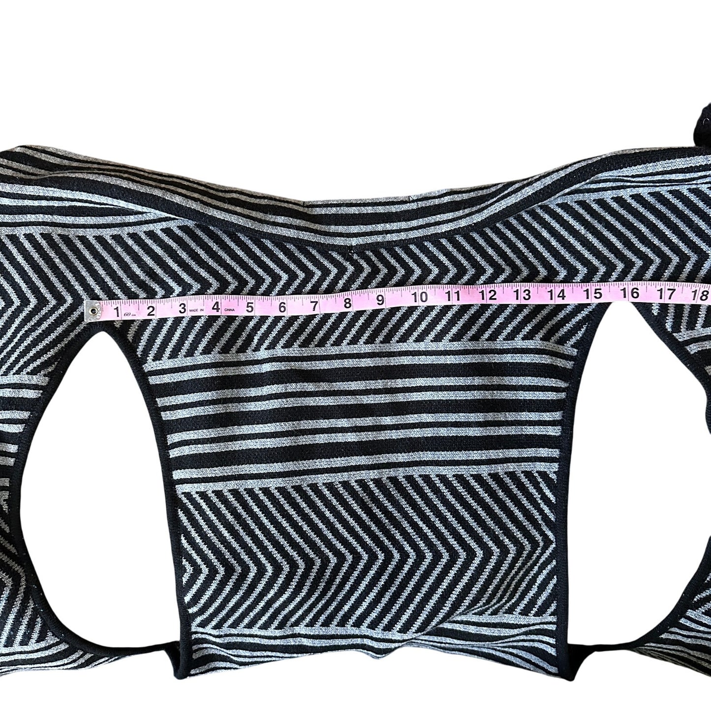 Lane Bryant gray & black striped open front Sweater Vest M / L medium large