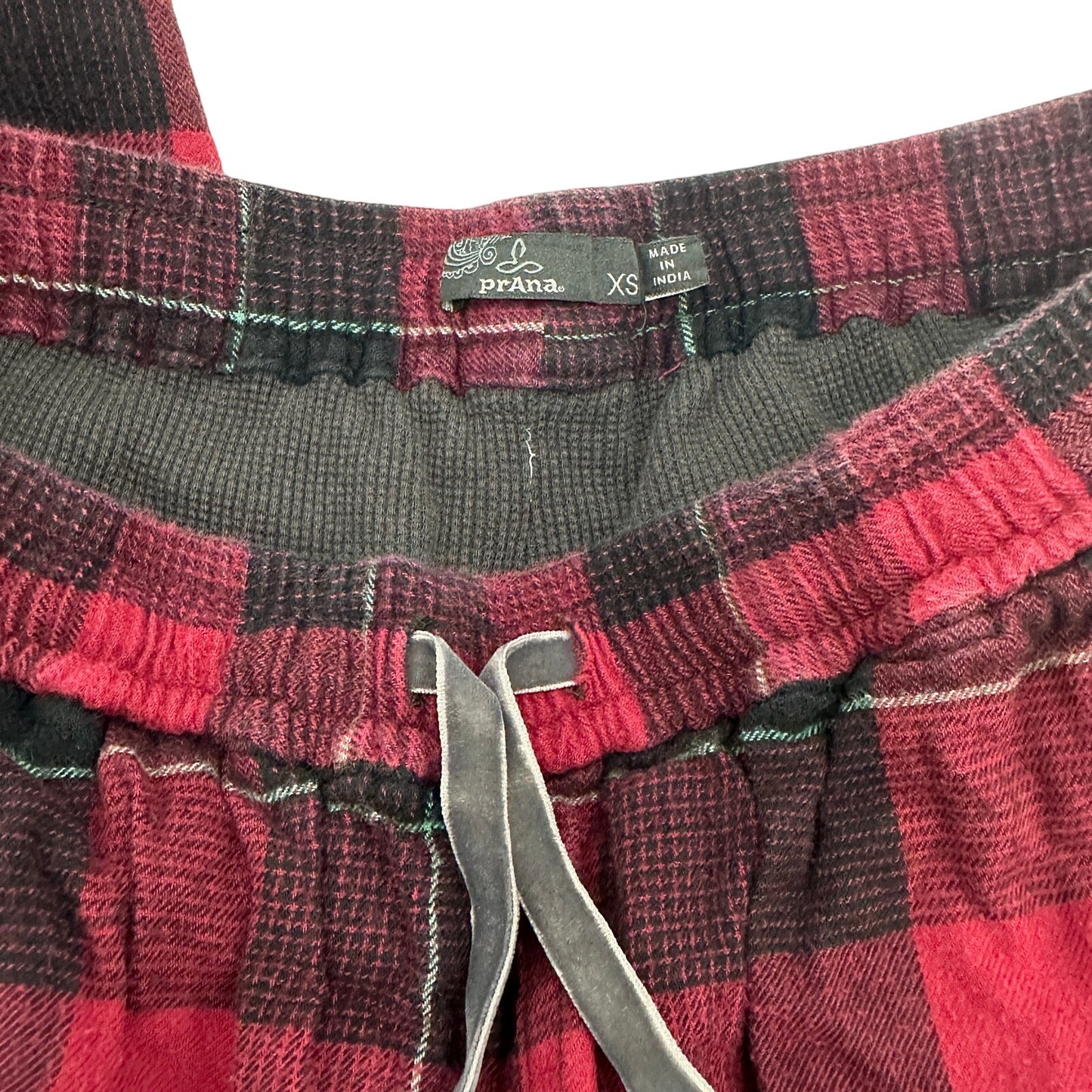prAna black & red plaid Lounge thermal-lined Flannel Pants women's XS
