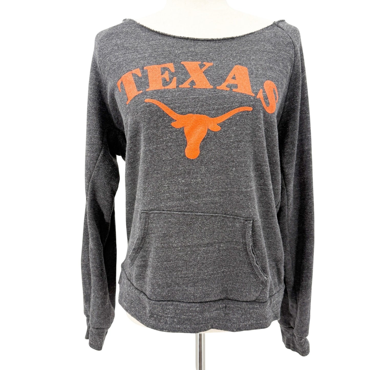 dark gray & orange Texas Longhorns off shoulder Sweatshirt Top women's XL
