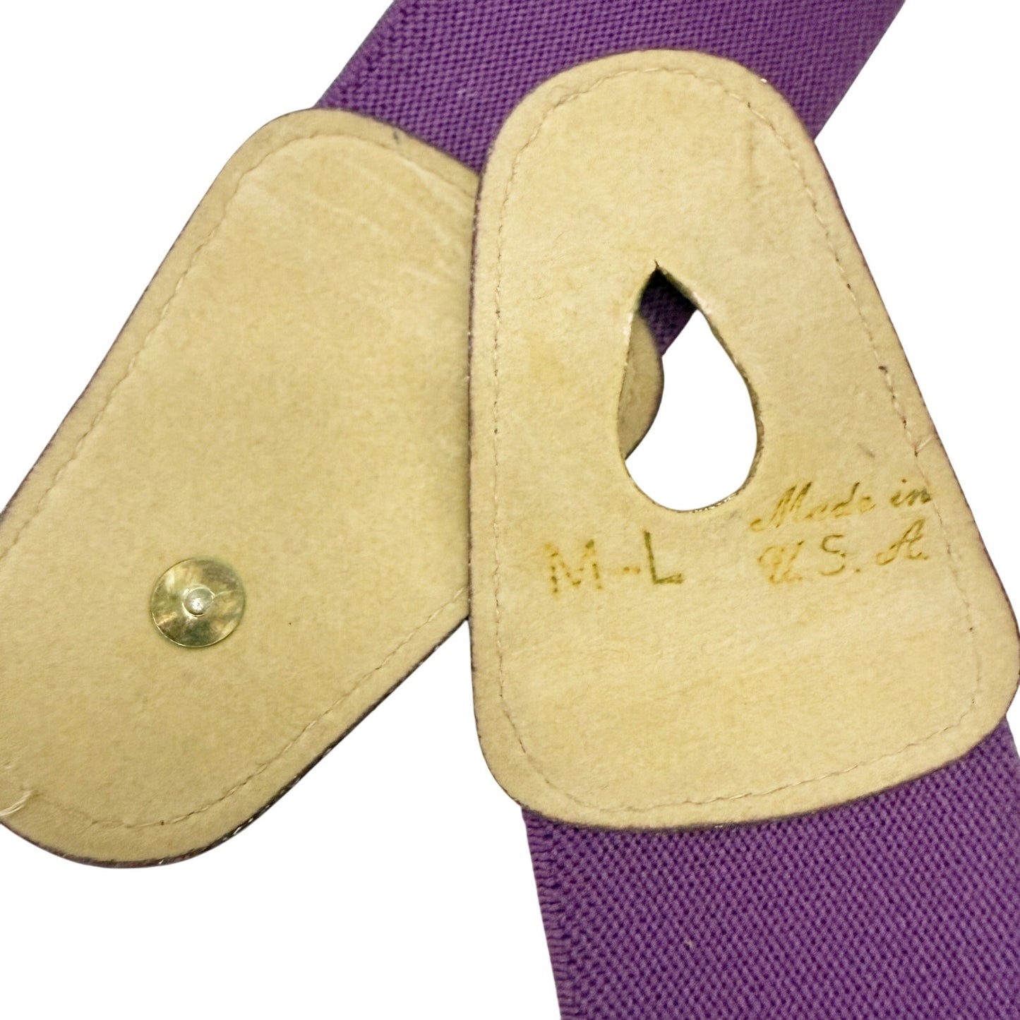 vintage 2" wide elastic purple stretch Belt gold button women's M L made in USA