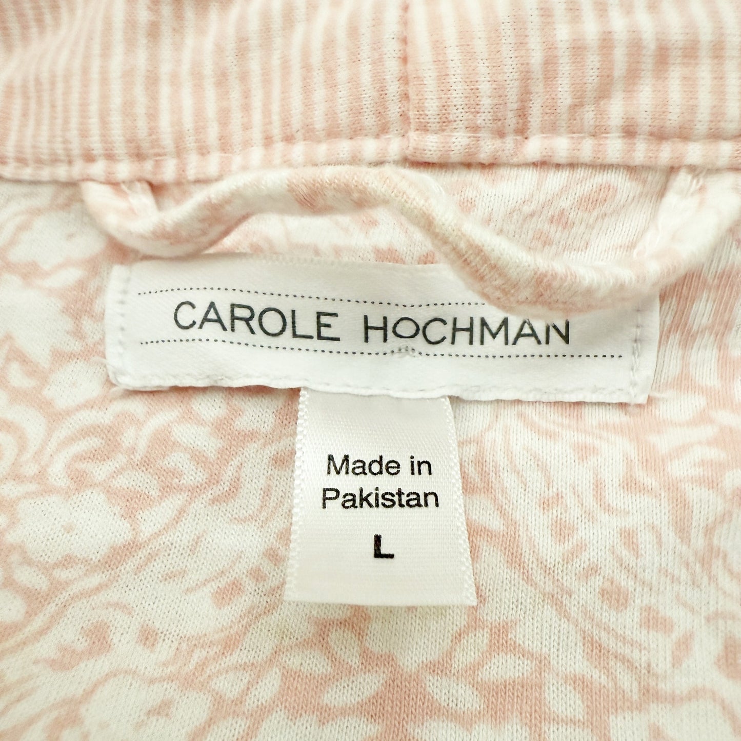 pink & white Carole Hochman floral & stripes Robe women's LARGE sleep loungewear