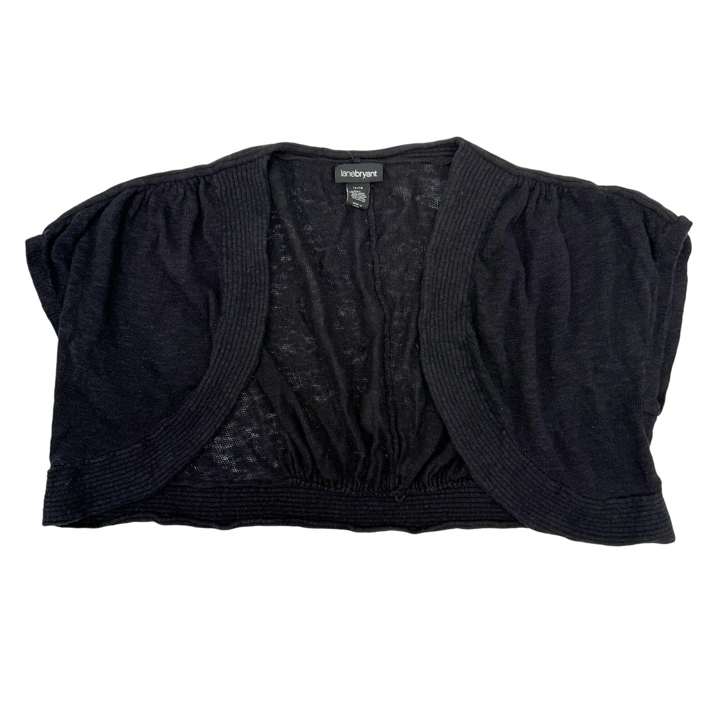 Lane Bryant black linen Shrug Sweater women's plus size 14 16 short crop length