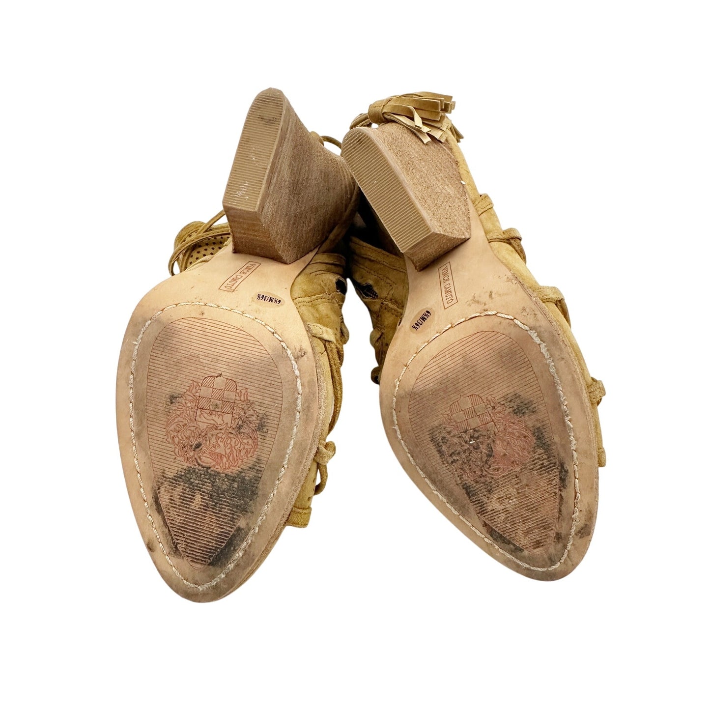 Vince Camuto tan suede leather Javy Sandals women's 6.5 shoes booties heels