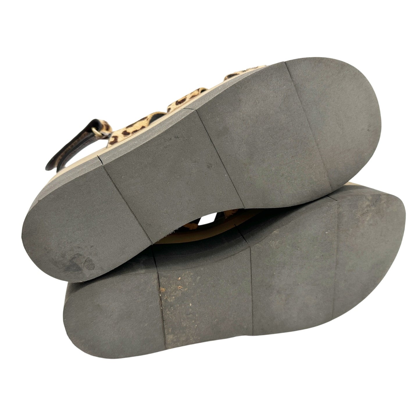 Naked Feet leopard print Geo Sandals women's 6.5 platform shoes calf hair heels