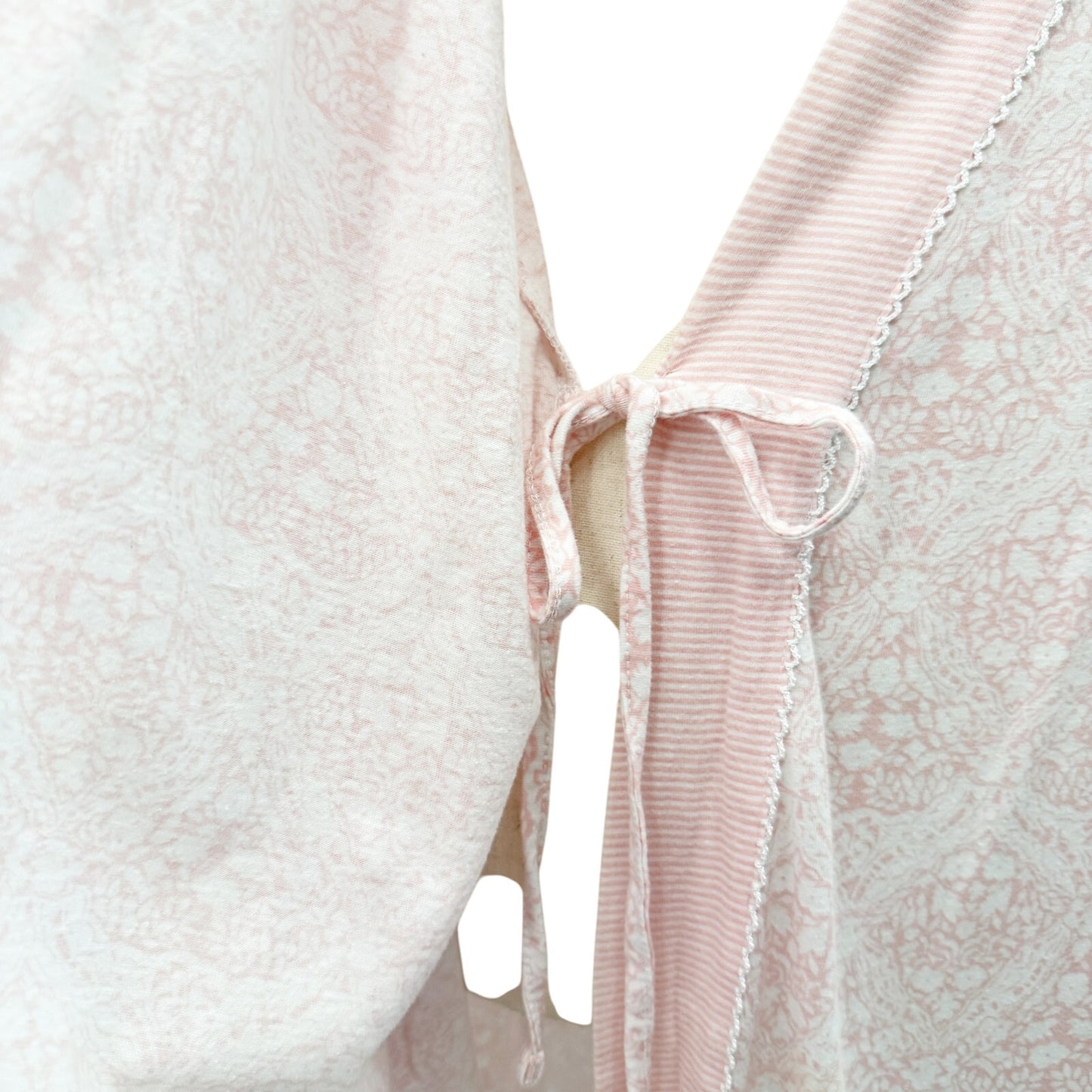 pink & white Carole Hochman floral & stripes Robe women's LARGE sleep loungewear