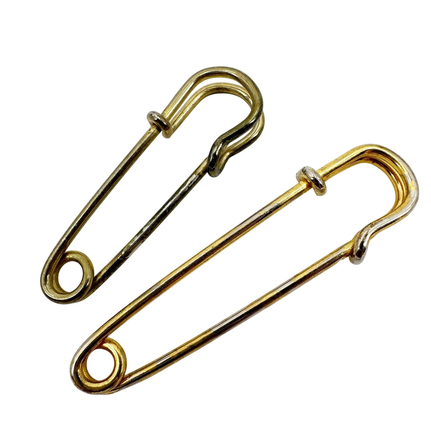 vintage pair of gold tone metal Diaper Pin BROOCH jewelry pins