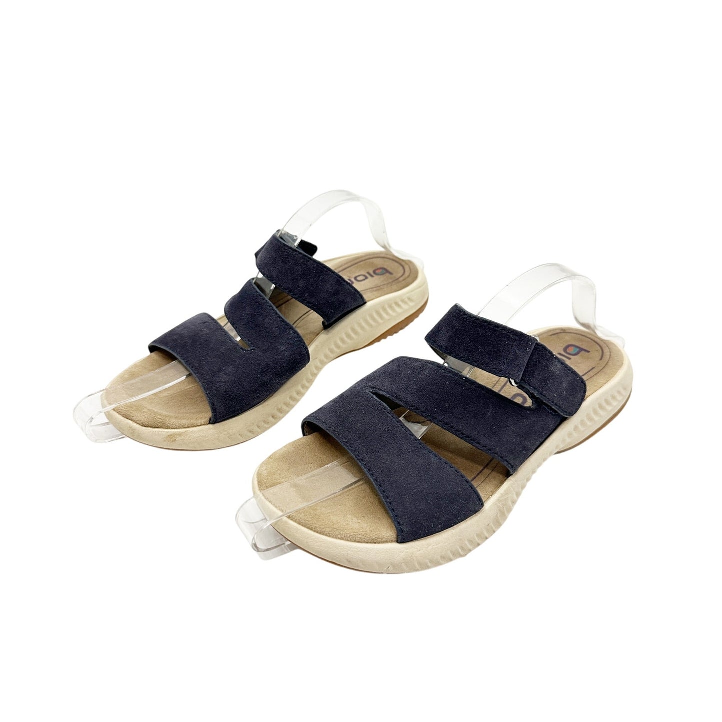 Bionica blue leather suede Slide Sandals women's 7 M strappy flats shoes