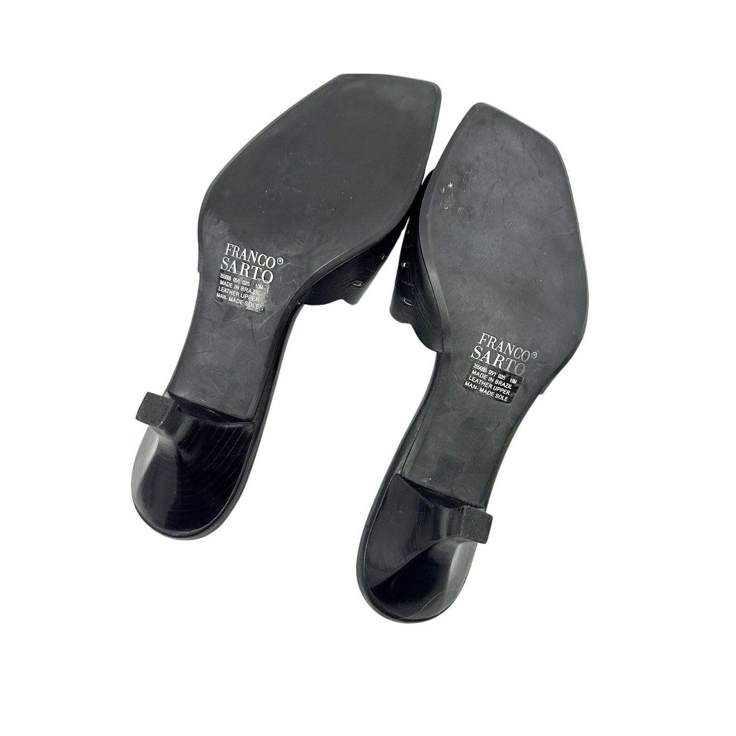 Franco Sarto black leather Slide Sandals Heels women's 10 M shoes