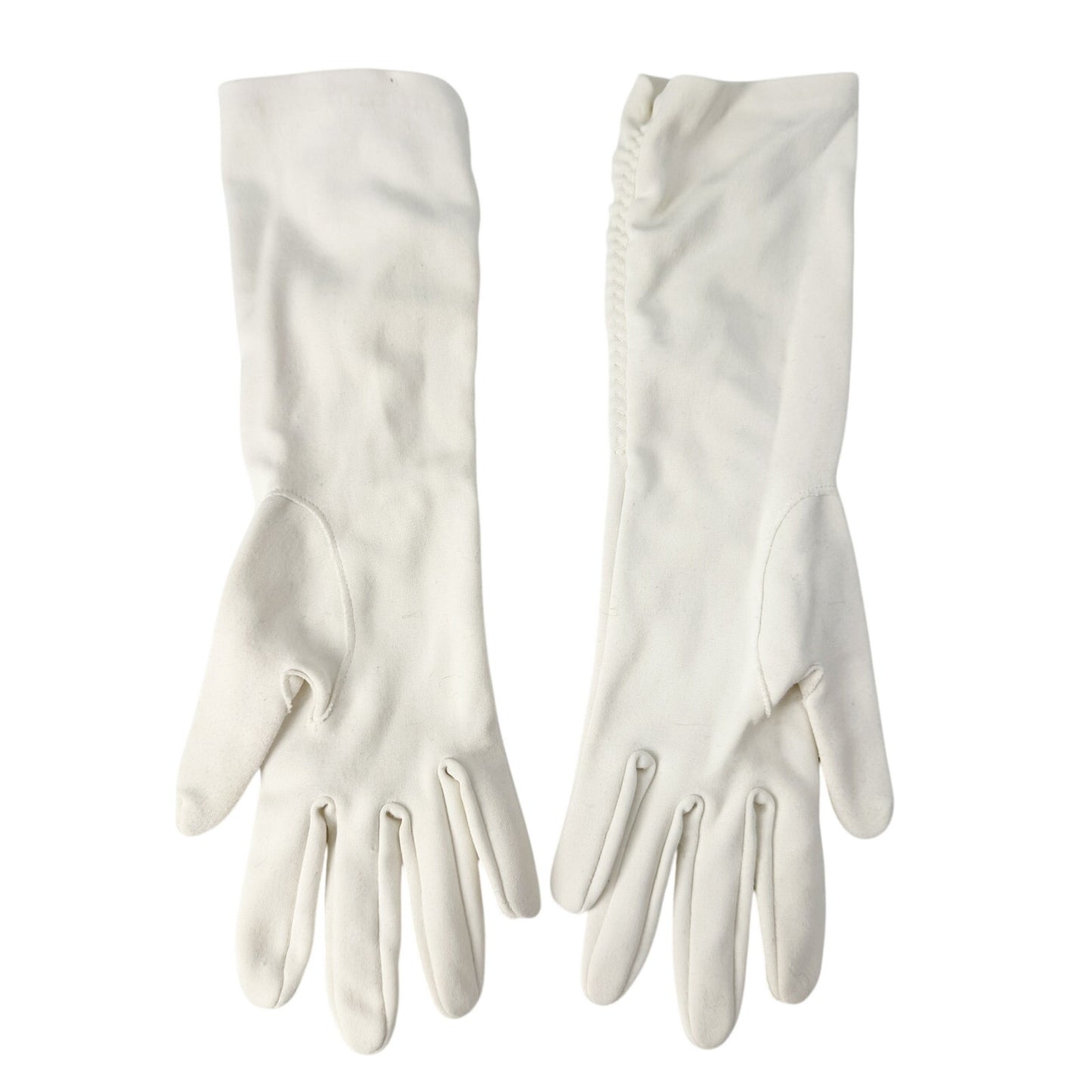 vintage white Fashion Dress Gloves women's S / M small medium mid arm length