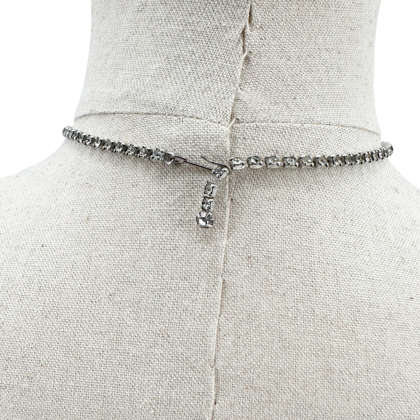 vintage clear rhinestones Choker Necklace costume jewelry