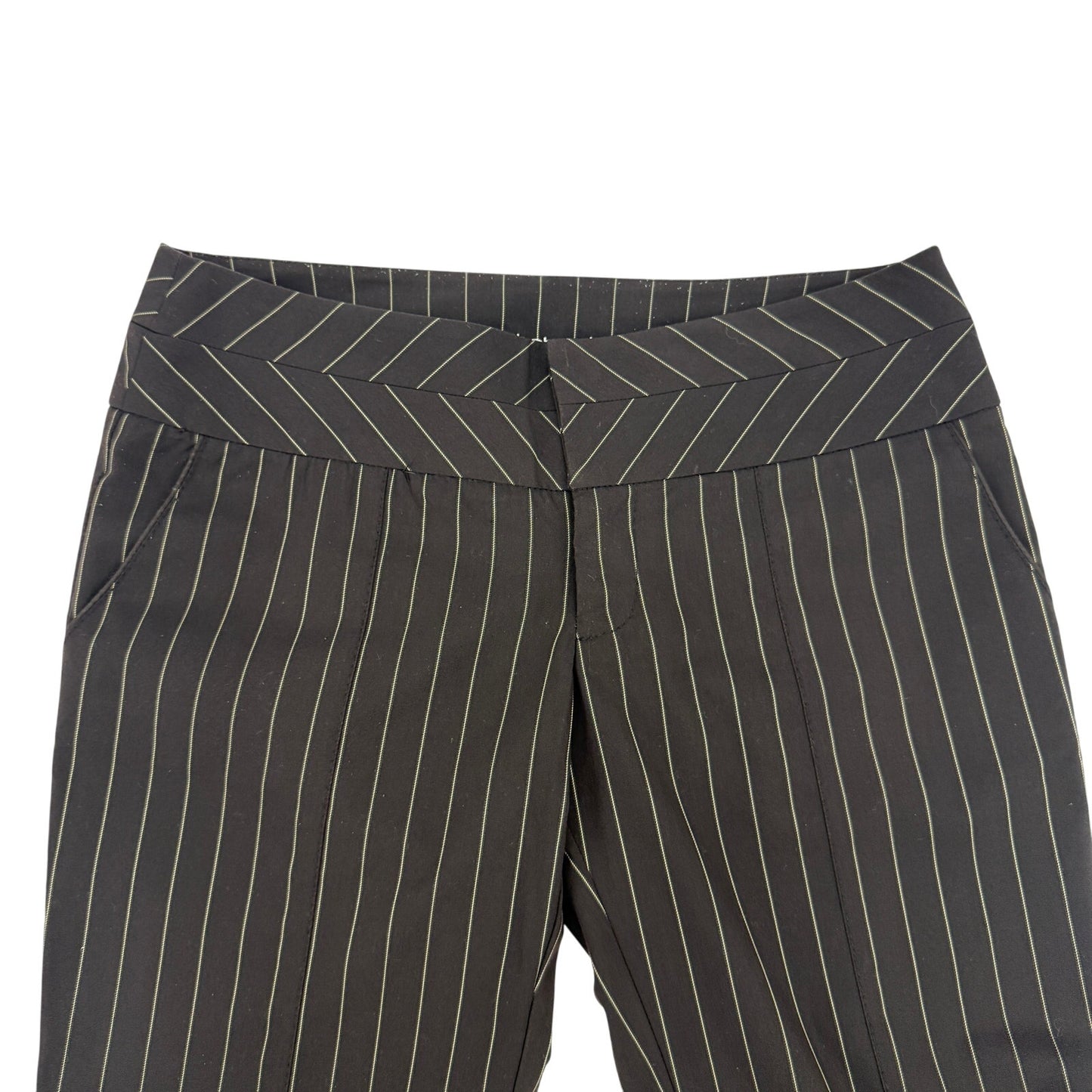 bebe brown with gold pinstripe Trouser Dress office Pants women's size 6 small