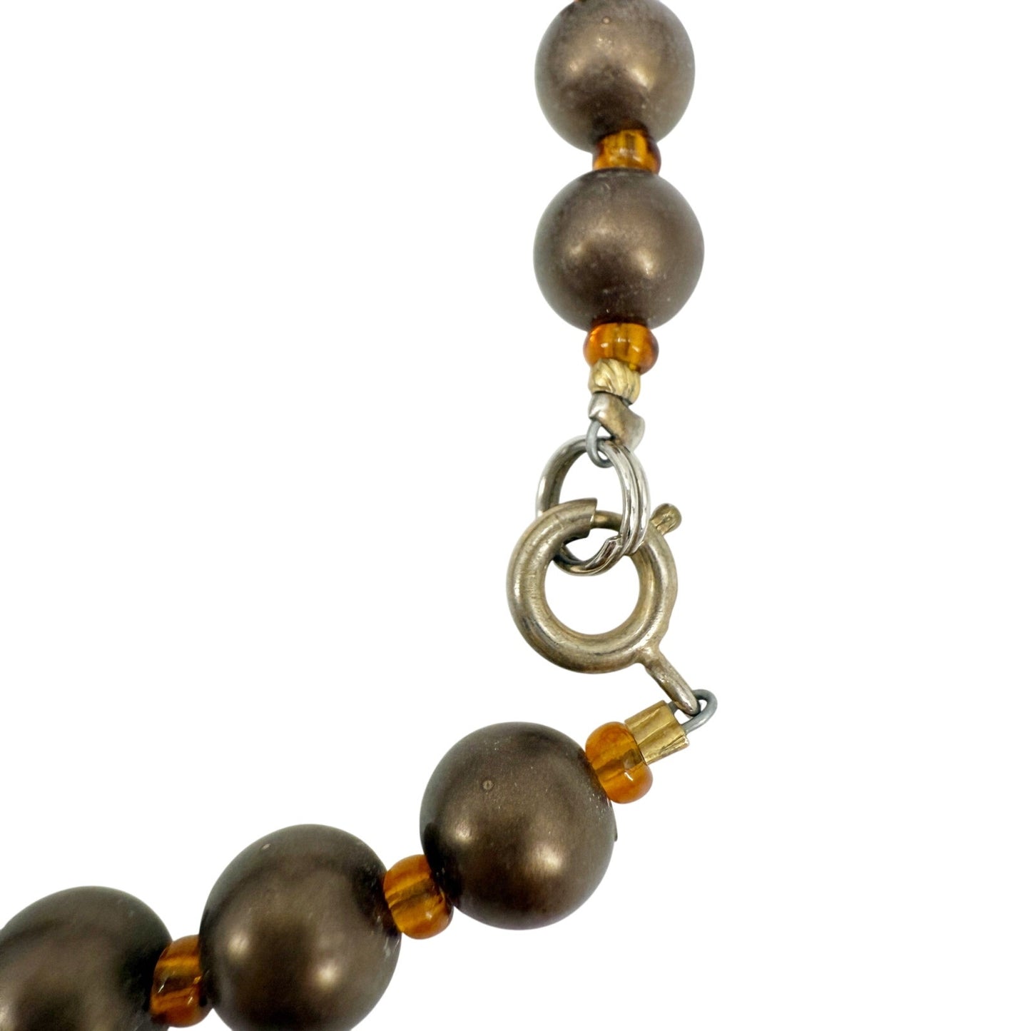 vintage long strand brown & orange beads Beaded Necklace costume jewelry