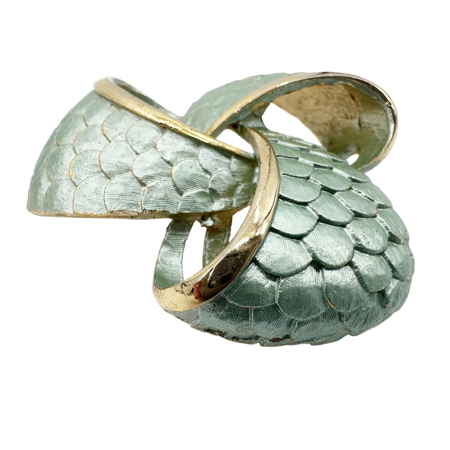 vintage gold & pale turquoise twisted knot BROOCH jewelry pin