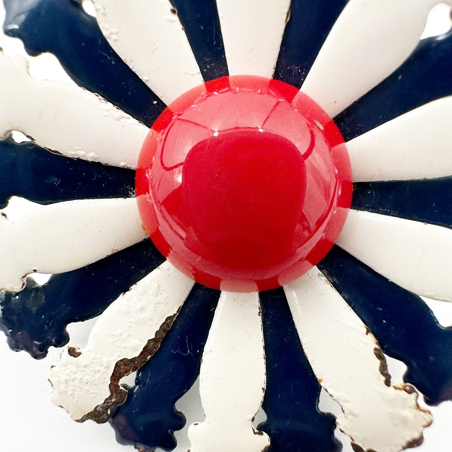 vintage red white blue Enamel Flower Pendant??? pinwheel patriotic jewelry