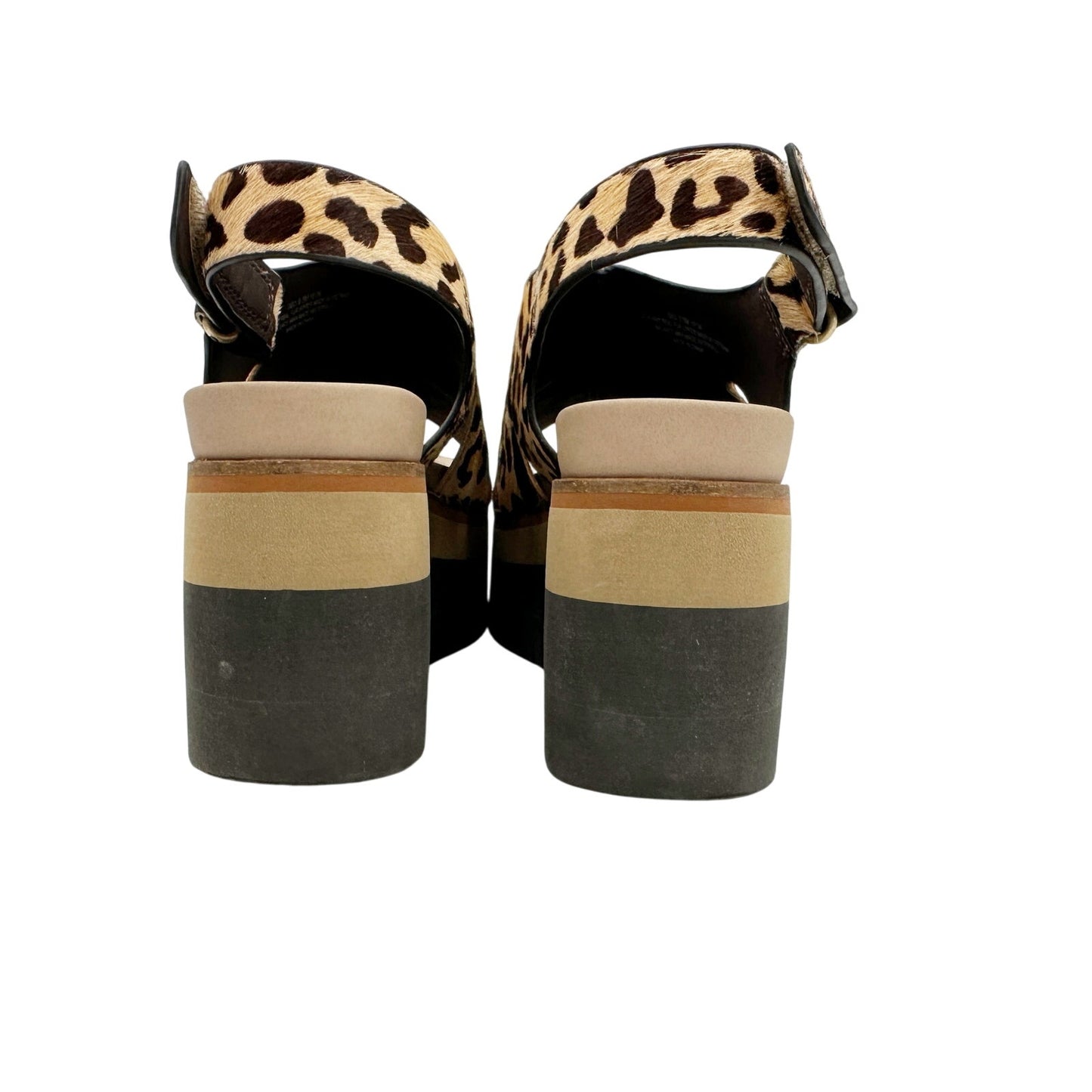 Naked Feet leopard print Geo Sandals women's 6.5 platform shoes calf hair heels
