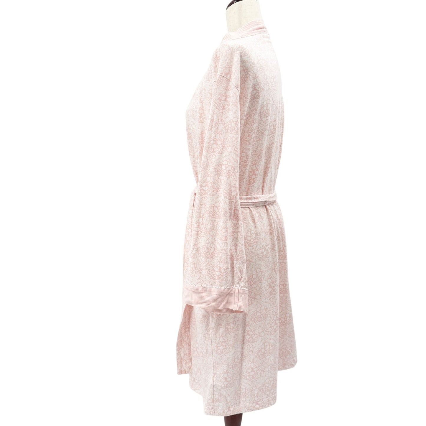 pink & white Carole Hochman floral & stripes Robe women's LARGE sleep loungewear