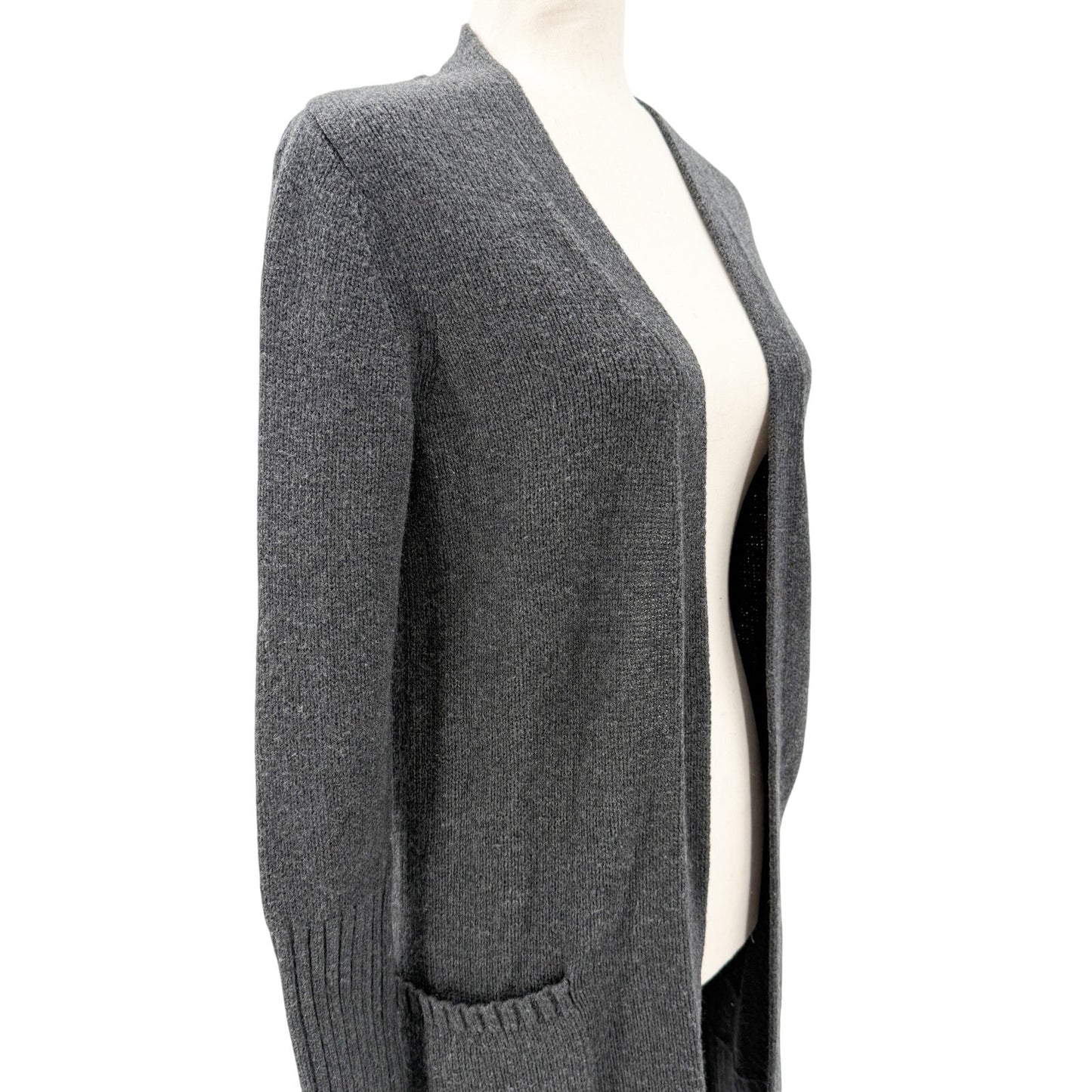 Athleta dark gray long Sweater open front Cardigan women's XS merino 100% wool
