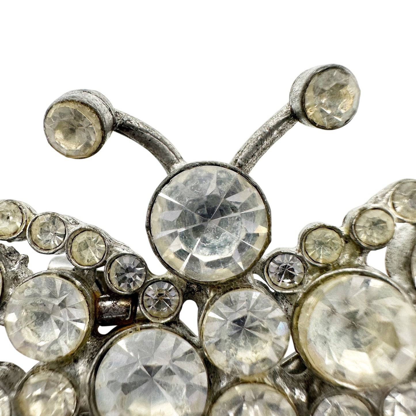 vintage clear rhinestone encrusted butterfly BROOCH sparkly jewelry pin