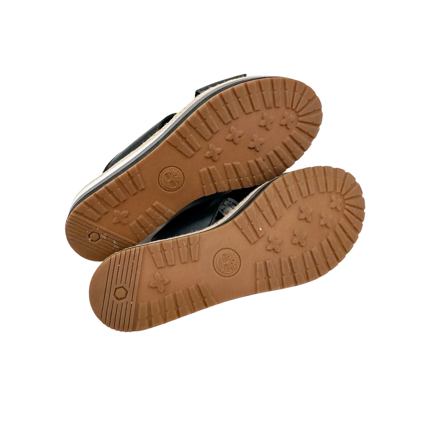 Timberland black leather gray white jute Slide Sandals women's 6 shoes Ortholite