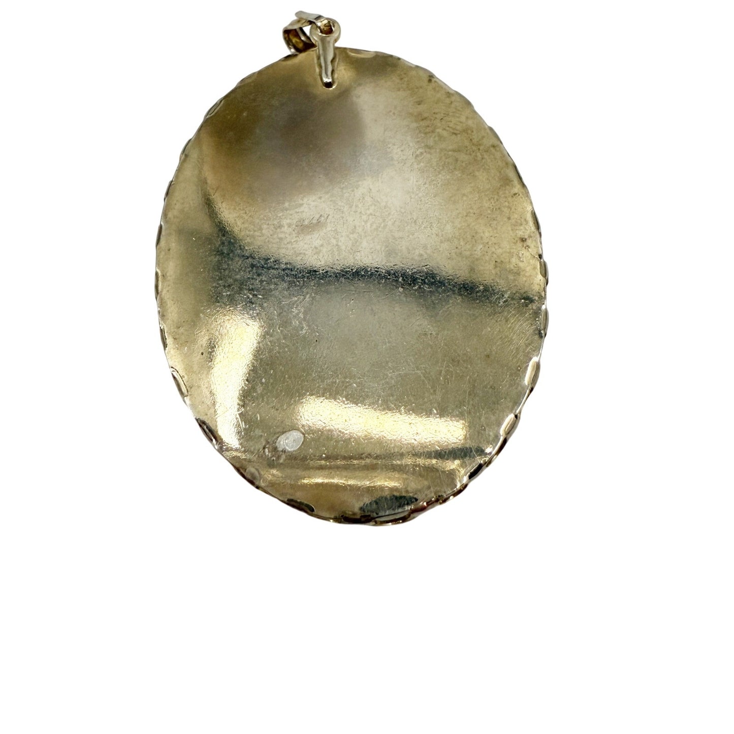 vintage blue floral hand painted Pendant for necklace oval shape costume jewelry