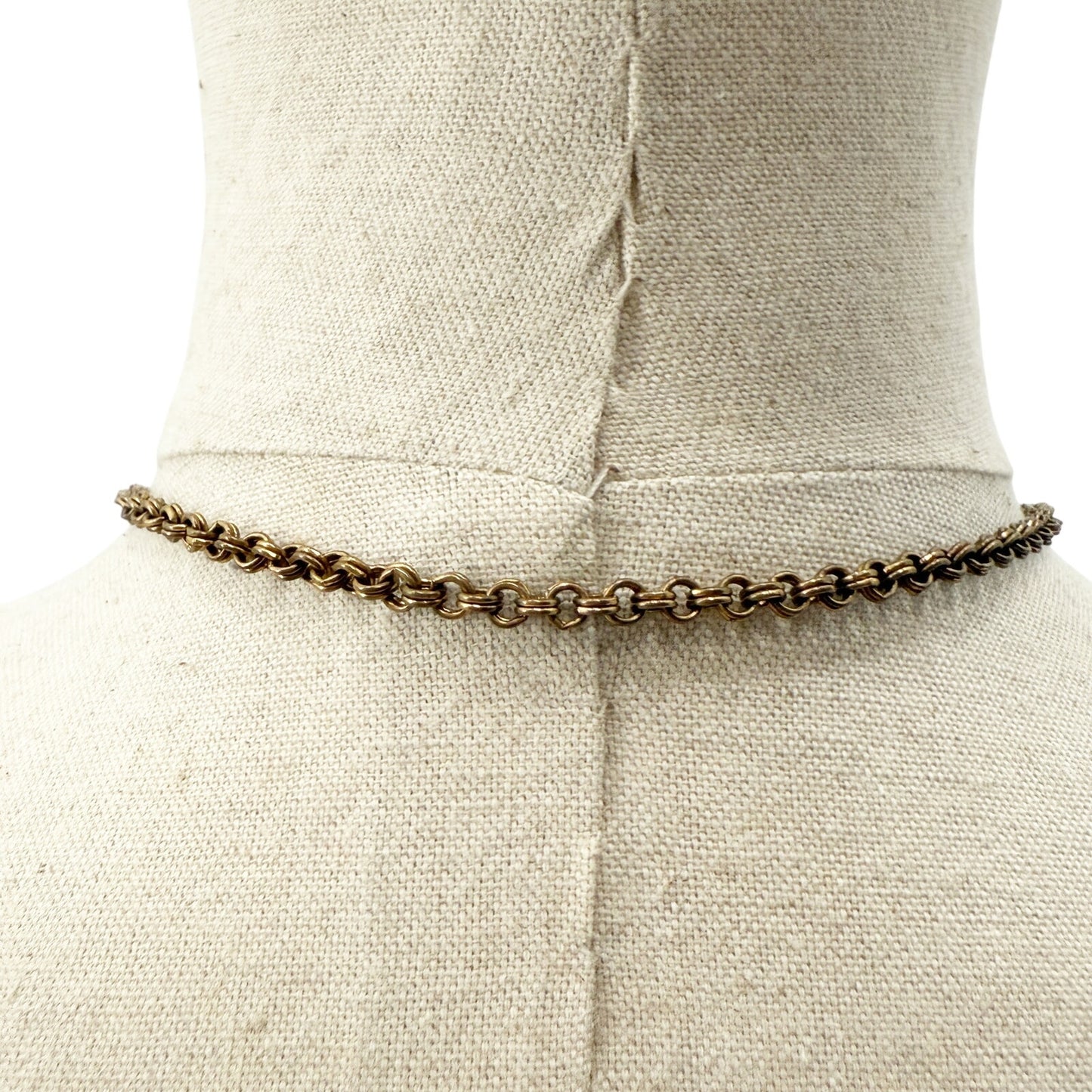 vintage gold metal cable chain & blue acrylic Pendant Necklace costume jewelry