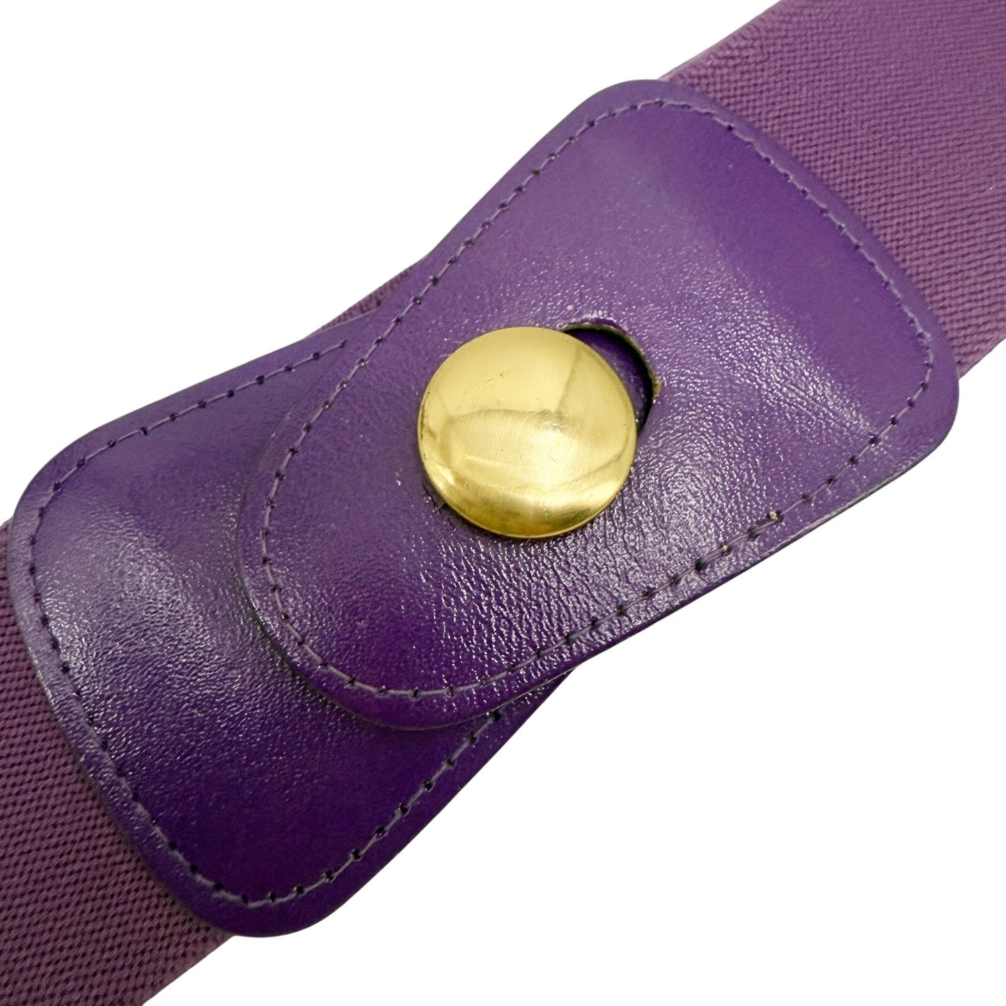 vintage 2" wide elastic purple stretch Belt gold button women's M L made in USA