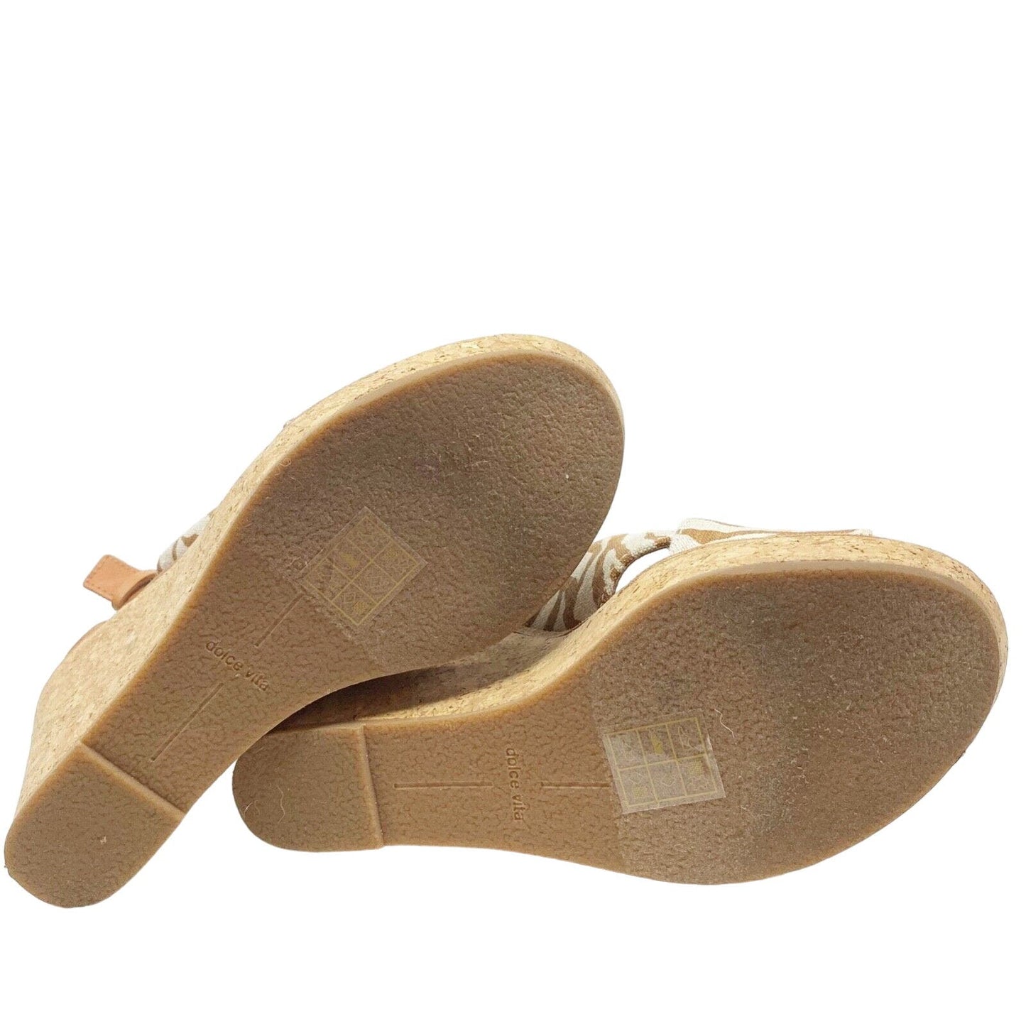 Dolce Vita Urbane tan & natural cork wedge heels SHOES size 7 fabric & leather