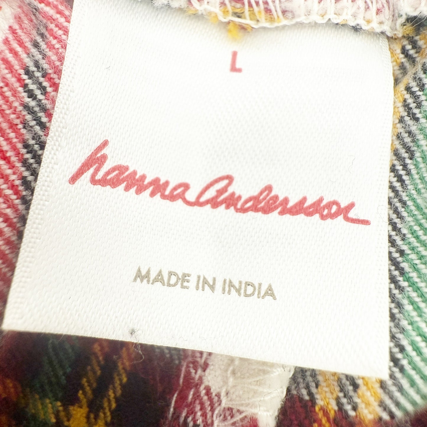 Hanna Andersson red white plaid Pajama Bottoms flannel pants women's LARGE
