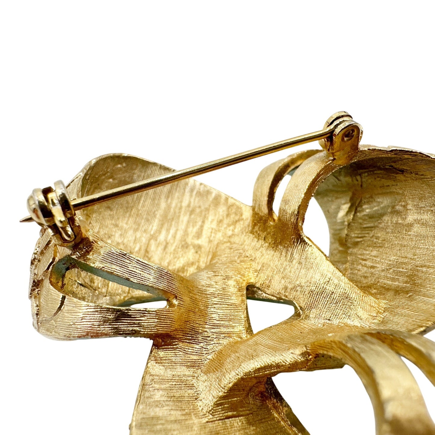vintage gold & pale turquoise twisted knot BROOCH jewelry pin