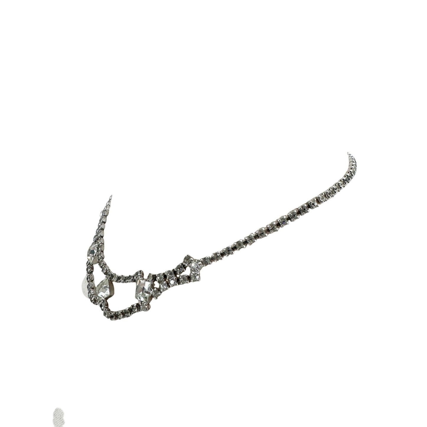 vintage clear rhinestones Choker Necklace costume jewelry